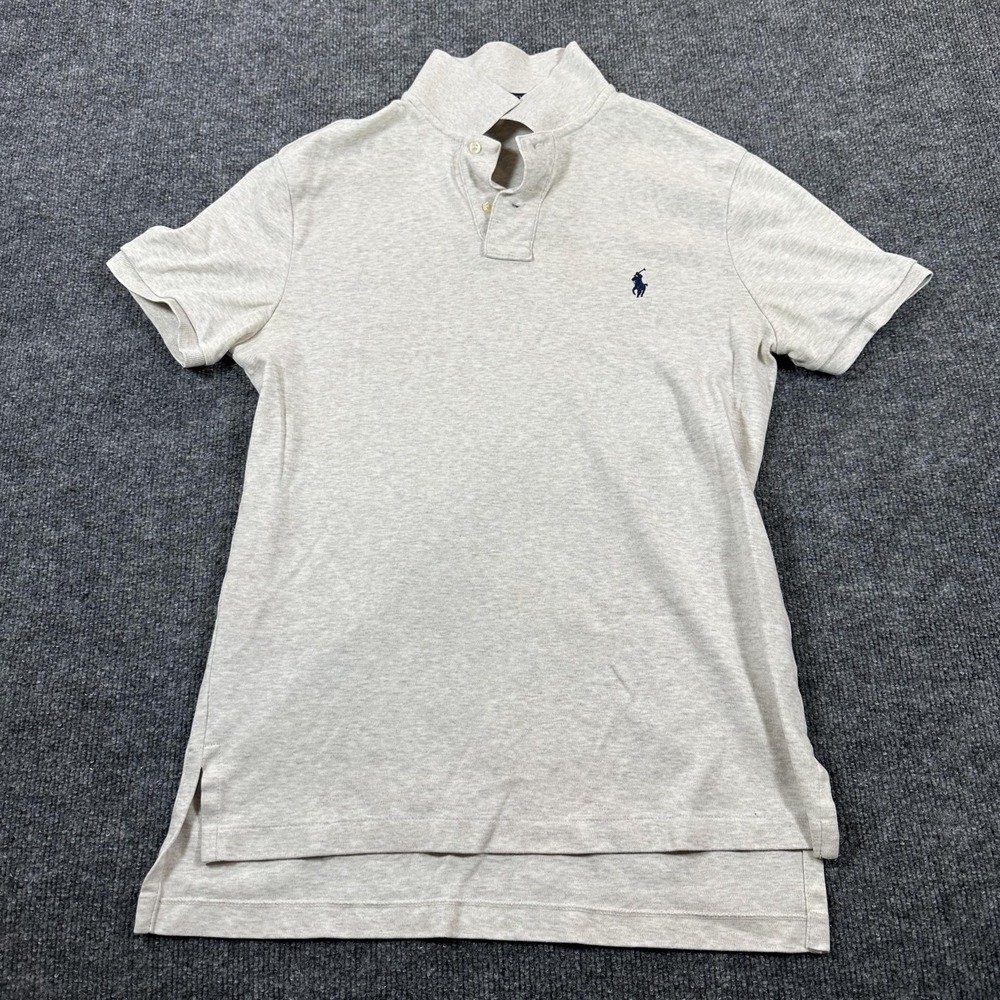 Polo Ralph Lauren Polo Shirt Men Medium Gray Excellent Solid Jersey Logo M